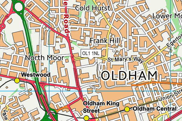 OL1 1NL map - OS VectorMap District (Ordnance Survey) OL1 1NL map - OS VectorMap District (Ordnance Survey)