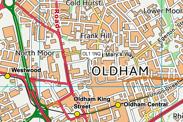 OL1 1NQ map - OS VectorMap District (Ordnance Survey) OL1 1NQ map - OS VectorMap District (Ordnance Survey)
