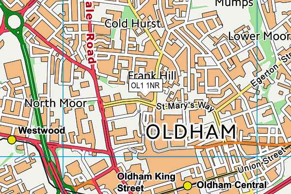 OL1 1NR map - OS VectorMap District (Ordnance Survey) OL1 1NR map - OS VectorMap District (Ordnance Survey)
