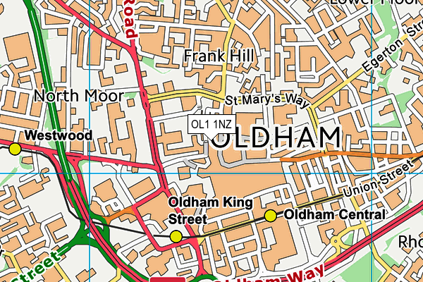 OL1 1NZ map - OS VectorMap District (Ordnance Survey) OL1 1NZ map - OS VectorMap District (Ordnance Survey)