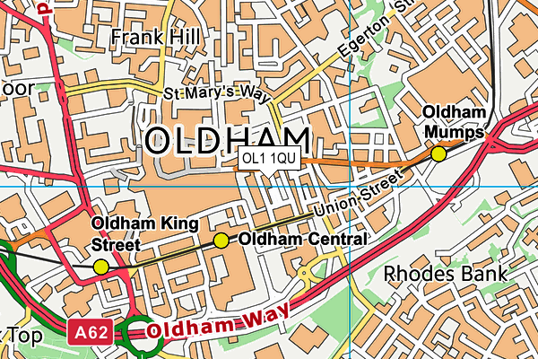 OL1 1QU map - OS VectorMap District (Ordnance Survey) OL1 1QU map - OS VectorMap District (Ordnance Survey)