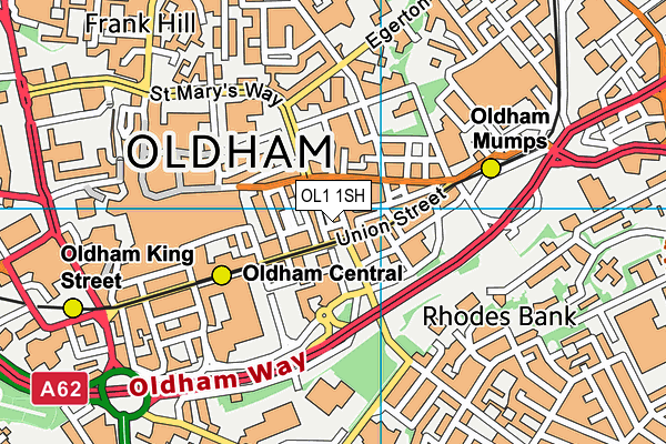OL1 1SH map - OS VectorMap District (Ordnance Survey) OL1 1SH map - OS VectorMap District (Ordnance Survey)