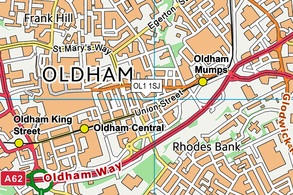 OL1 1SJ map - OS VectorMap District (Ordnance Survey) OL1 1SJ map - OS VectorMap District (Ordnance Survey)