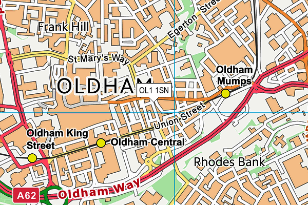 OL1 1SN map - OS VectorMap District (Ordnance Survey)