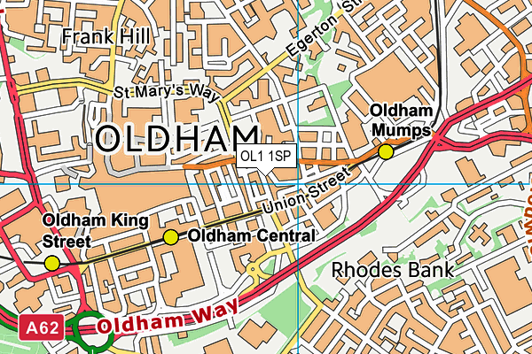 OL1 1SP map - OS VectorMap District (Ordnance Survey) OL1 1SP map - OS VectorMap District (Ordnance Survey)