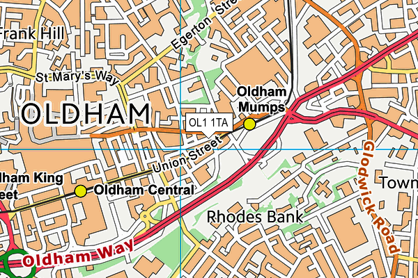 OL1 1TA map - OS VectorMap District (Ordnance Survey) OL1 1TA map - OS VectorMap District (Ordnance Survey)