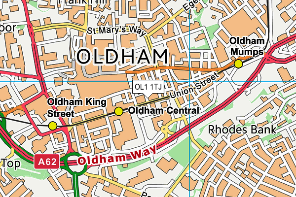 OL1 1TJ map - OS VectorMap District (Ordnance Survey) OL1 1TJ map - OS VectorMap District (Ordnance Survey)