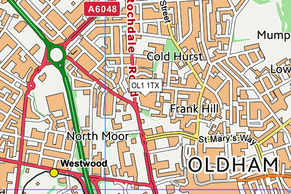 OL1 1TX map - OS VectorMap District (Ordnance Survey) OL1 1TX map - OS VectorMap District (Ordnance Survey)