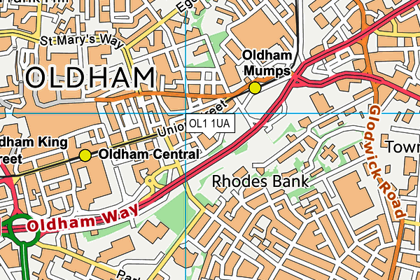 OL1 1UA map - OS VectorMap District (Ordnance Survey) OL1 1UA map - OS VectorMap District (Ordnance Survey)
