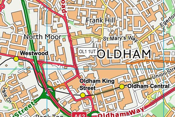 OL1 1UT map - OS VectorMap District (Ordnance Survey)