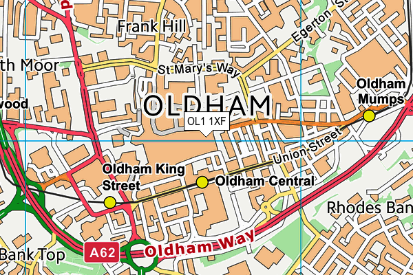 OL1 1XF map - OS VectorMap District (Ordnance Survey) OL1 1XF map - OS VectorMap District (Ordnance Survey)