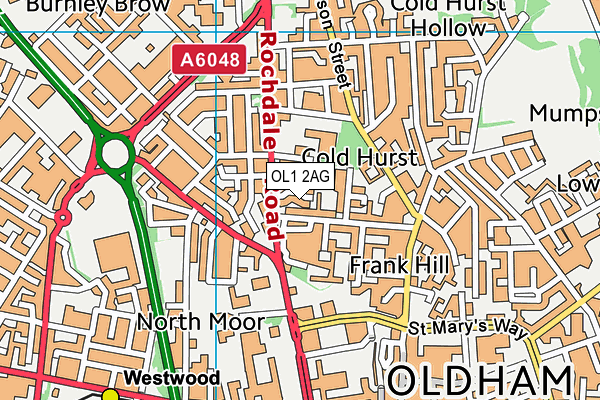 OL1 2AG map - OS VectorMap District (Ordnance Survey) OL1 2AG map - OS VectorMap District (Ordnance Survey)