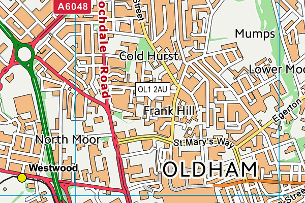 OL1 2AU map - OS VectorMap District (Ordnance Survey) OL1 2AU map - OS VectorMap District (Ordnance Survey)