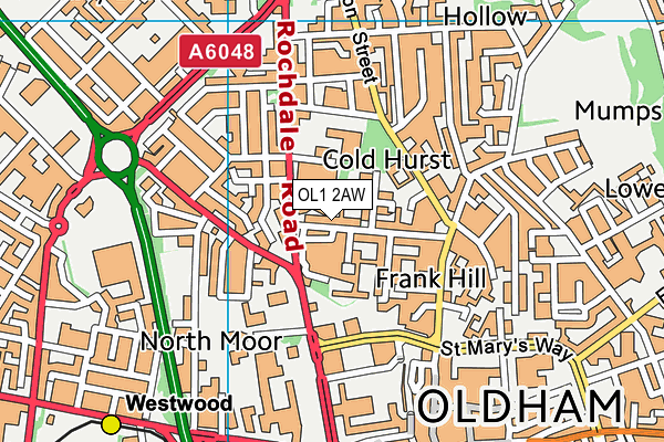 OL1 2AW map - OS VectorMap District (Ordnance Survey) OL1 2AW map - OS VectorMap District (Ordnance Survey)