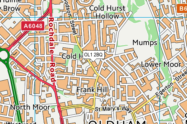 OL1 2BQ map - OS VectorMap District (Ordnance Survey)