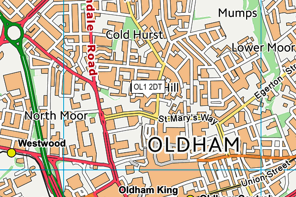 OL1 2DT map - OS VectorMap District (Ordnance Survey) OL1 2DT map - OS VectorMap District (Ordnance Survey)