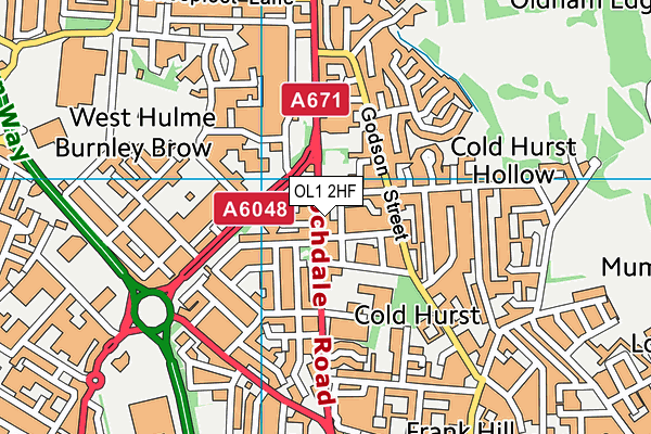 OL1 2HF map - OS VectorMap District (Ordnance Survey) OL1 2HF map - OS VectorMap District (Ordnance Survey)