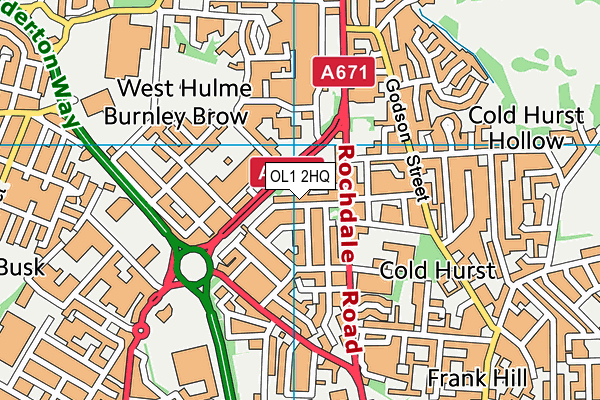 OL1 2HQ map - OS VectorMap District (Ordnance Survey) OL1 2HQ map - OS VectorMap District (Ordnance Survey)