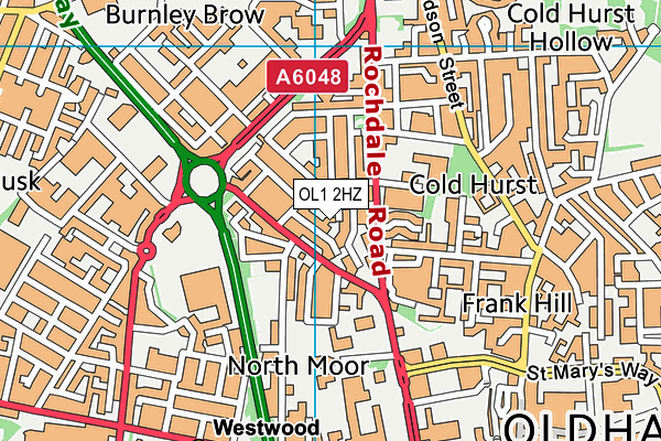 OL1 2HZ map - OS VectorMap District (Ordnance Survey) OL1 2HZ map - OS VectorMap District (Ordnance Survey)