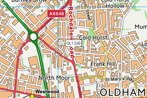 OL1 2JG map - OS VectorMap District (Ordnance Survey)