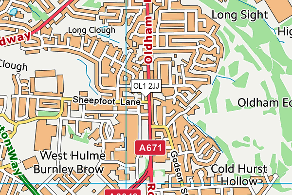 OL1 2JJ map - OS VectorMap District (Ordnance Survey) OL1 2JJ map - OS VectorMap District (Ordnance Survey)