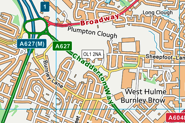 OL1 2NA map - OS VectorMap District (Ordnance Survey) OL1 2NA map - OS VectorMap District (Ordnance Survey)