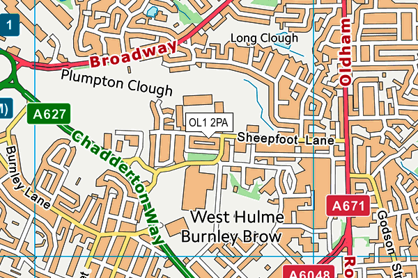 OL1 2PA map - OS VectorMap District (Ordnance Survey) OL1 2PA map - OS VectorMap District (Ordnance Survey)