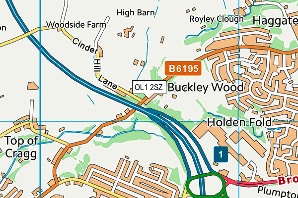 OL1 2SZ map - OS VectorMap District (Ordnance Survey) OL1 2SZ map - OS VectorMap District (Ordnance Survey)