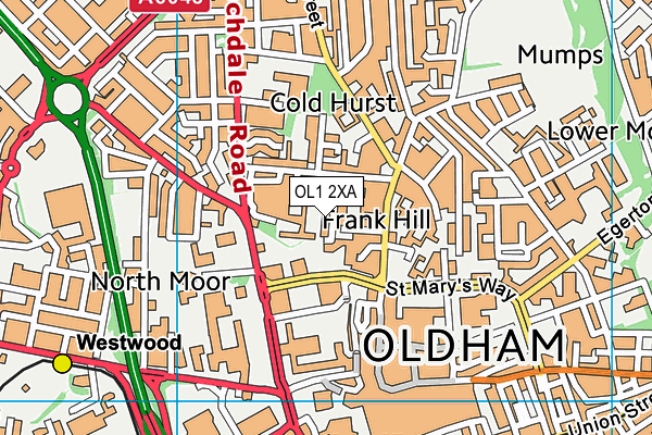 OL1 2XA map - OS VectorMap District (Ordnance Survey) OL1 2XA map - OS VectorMap District (Ordnance Survey)