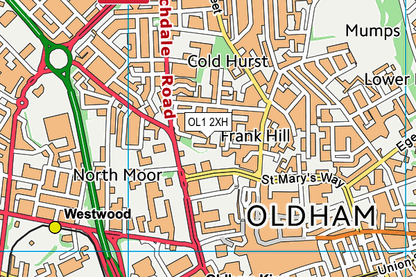 OL1 2XH map - OS VectorMap District (Ordnance Survey) OL1 2XH map - OS VectorMap District (Ordnance Survey)