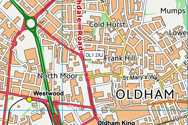 OL1 2XJ map - OS VectorMap District (Ordnance Survey) OL1 2XJ map - OS VectorMap District (Ordnance Survey)