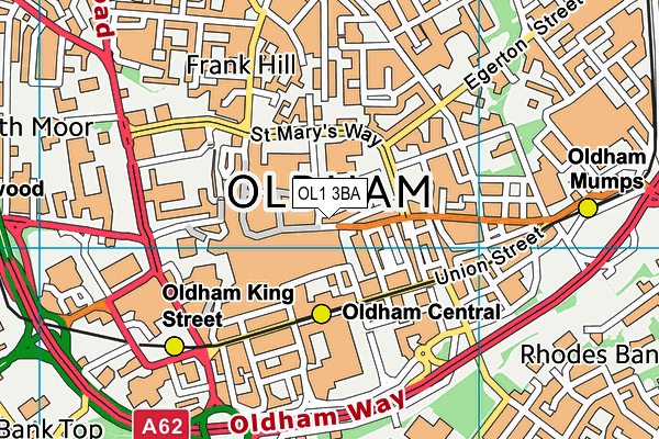 OL1 3BA map - OS VectorMap District (Ordnance Survey)