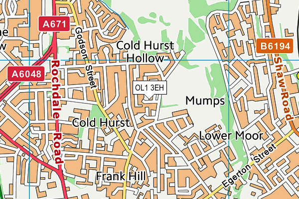 OL1 3EH map - OS VectorMap District (Ordnance Survey)