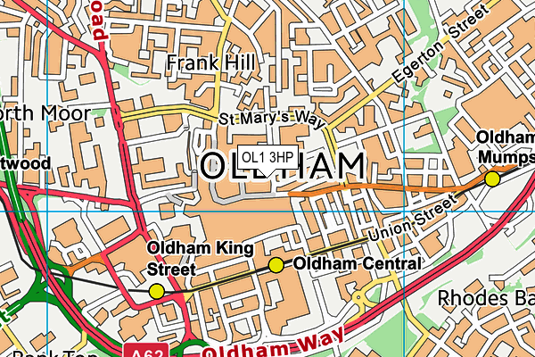 OL1 3HP map - OS VectorMap District (Ordnance Survey) OL1 3HP map - OS VectorMap District (Ordnance Survey)