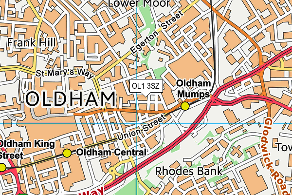 OL1 3SZ map - OS VectorMap District (Ordnance Survey) OL1 3SZ map - OS VectorMap District (Ordnance Survey)