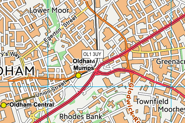 OL1 3UY map - OS VectorMap District (Ordnance Survey) OL1 3UY map - OS VectorMap District (Ordnance Survey)