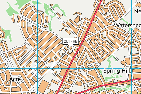 OL1 4HE map - OS VectorMap District (Ordnance Survey) OL1 4HE map - OS VectorMap District (Ordnance Survey)