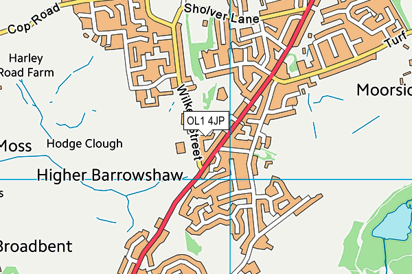 OL1 4JP map - OS VectorMap District (Ordnance Survey) OL1 4JP map - OS VectorMap District (Ordnance Survey)