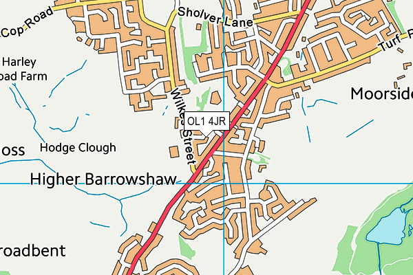 OL1 4JR map - OS VectorMap District (Ordnance Survey)