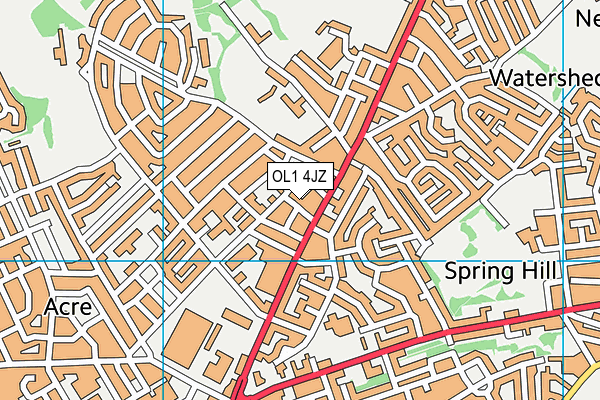 OL1 4JZ map - OS VectorMap District (Ordnance Survey) OL1 4JZ map - OS VectorMap District (Ordnance Survey)