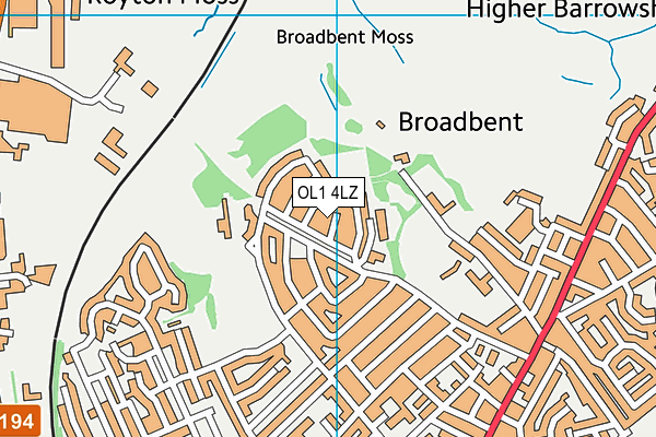 OL1 4LZ map - OS VectorMap District (Ordnance Survey) OL1 4LZ map - OS VectorMap District (Ordnance Survey)