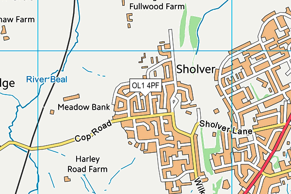 OL1 4PF map - OS VectorMap District (Ordnance Survey) OL1 4PF map - OS VectorMap District (Ordnance Survey)