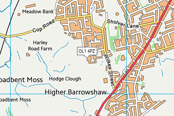 OL1 4PZ map - OS VectorMap District (Ordnance Survey)
