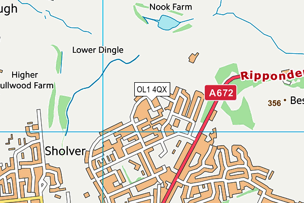 OL1 4QX map - OS VectorMap District (Ordnance Survey)