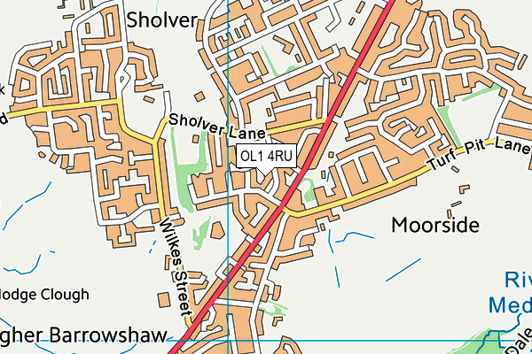 OL1 4RU map - OS VectorMap District (Ordnance Survey) OL1 4RU map - OS VectorMap District (Ordnance Survey)