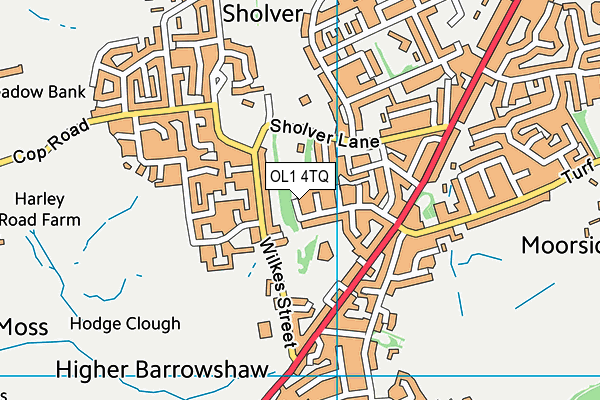 OL1 4TQ map - OS VectorMap District (Ordnance Survey)