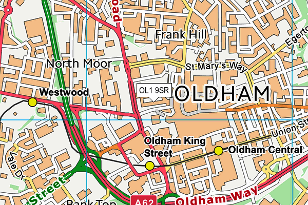 OL1 9SR map - OS VectorMap District (Ordnance Survey) OL1 9SR map - OS VectorMap District (Ordnance Survey)