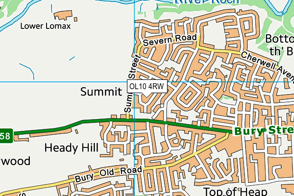 OL10 4RW map - OS VectorMap District (Ordnance Survey)