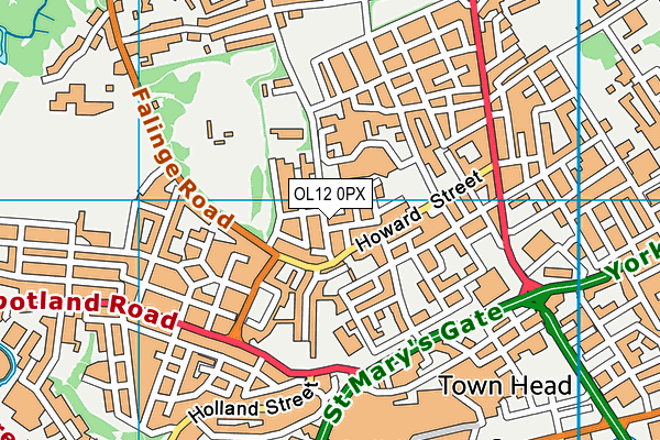 OL12 0PX map - OS VectorMap District (Ordnance Survey)