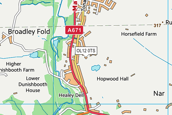 OL12 0TS map - OS VectorMap District (Ordnance Survey)